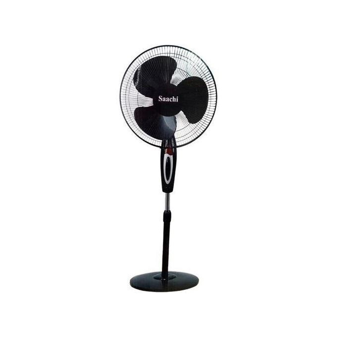 Saachi 16 Inch Stand Fan With Adjustable Height Plastic Blades And A Powerful Motor-Black
