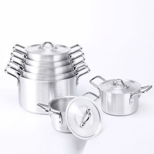 Aluminum Cooking Pots / Saucepan, 7pcs - Silver