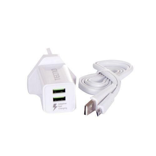 Tecno Fast Charger With USB Cable - White