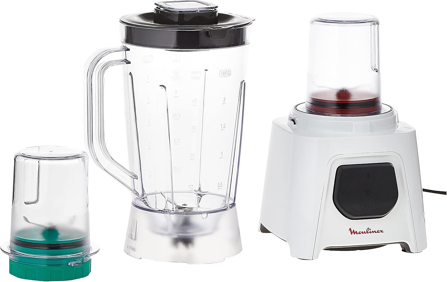 Moulinex blender 450W 3Jars 1.5L Blender Jug, Grinder, Chopper and Ice Crushing - LM2B3127