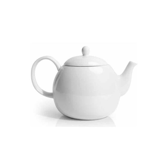 Round Ceramic Teapot, 0.850 Litre - White Other