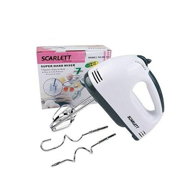 7-Speed Electric Hand Mixer, Egg Beater,White. Scarlett