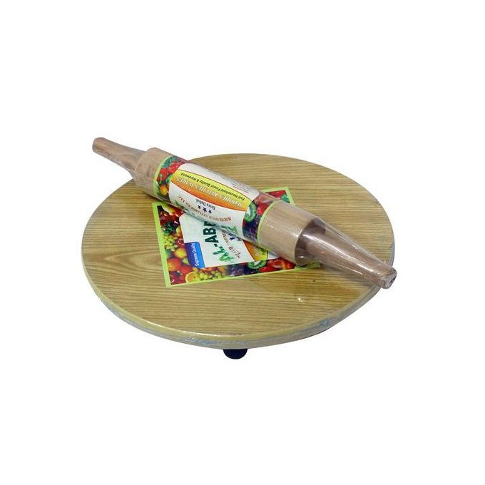 Chapati Rolling Board/Cutting Board With A Rolling Pin, Brown.
