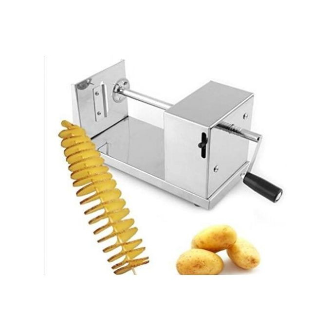 Manual Potato Chips Slicer Spiral Twister Vegetable Cutter, Silver.