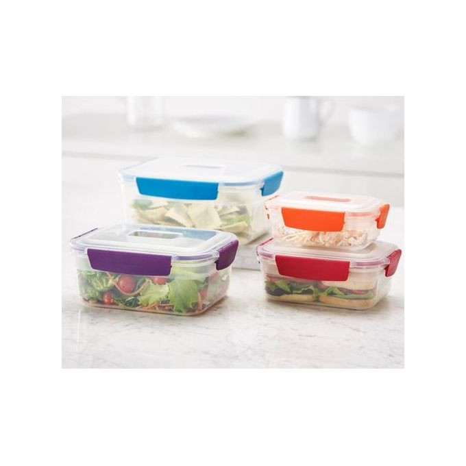 4 Piece Rainbow Color Food Storage Containers With Lids,Multi-Colours.