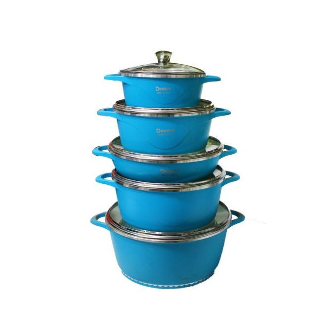 5 Pieces Of Non-stick Stick Serving /Cooking Saucepans-Blue. Dessini