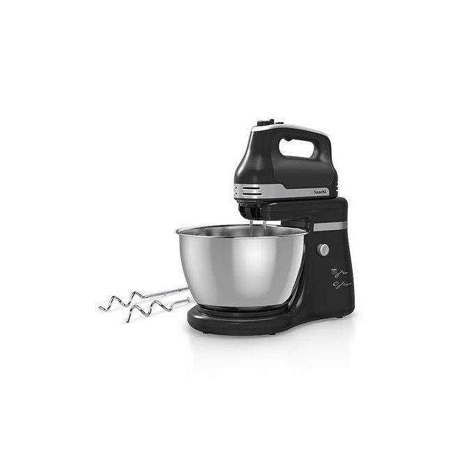 5 Speed Hand Mixer with Stand Mixer With Stainless Steel Bowl, Silver. Saachi