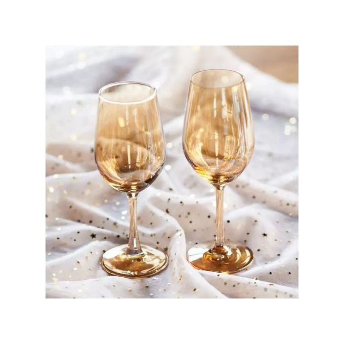 Gold Lead-free Juice, Wine Glasses- 6 Pieces,Brown.