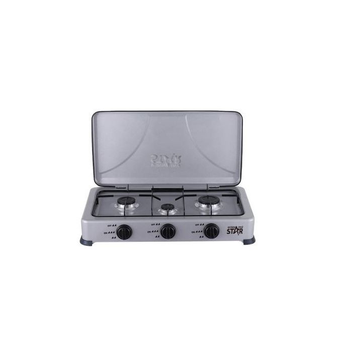 3 Burner Gas Stove Cooker Plate With Automatic Ignition - Grey. Winningstar