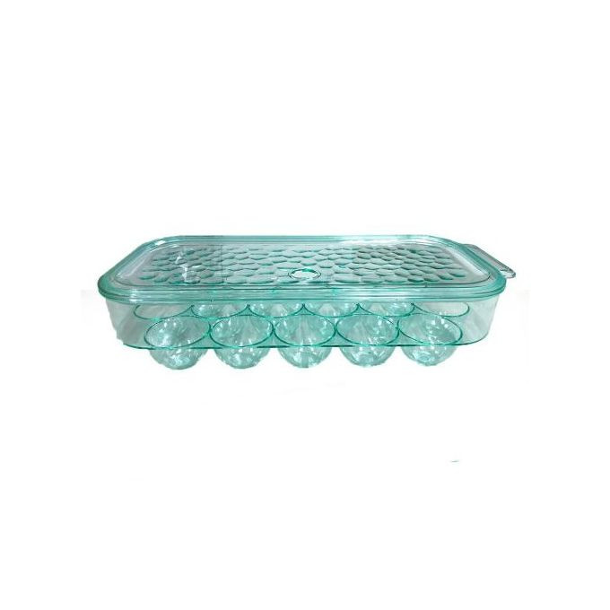 16 Egg Tray Holder For Refrigerator, Stackable Organizer Bin With Lid, Green.