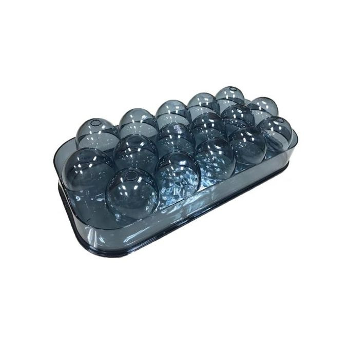 16 Egg Tray Holder For Refrigerator, Stackable Organizer Bin With Lid, Grey.