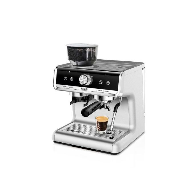 Cuppucino, Coffee Maker With Grinder And 15 Bar Espresso Pump, Silver. Saachi