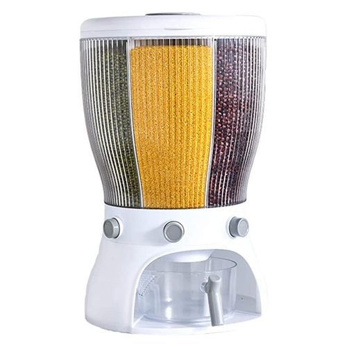 4 Grid Rotating Cereal Food Rice Bucket Storage Dispenser Box Organizer