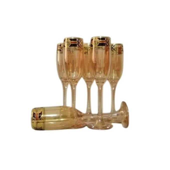 Gold Lead-free Juice, Champagne Wine Glasses- 6 Pieces,Brown.