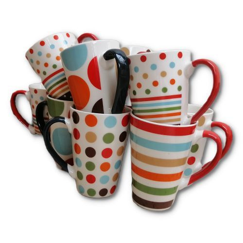 6 Pieces Of Coffee Tea Cups Mugs- MultiColours