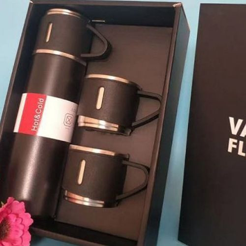 500ml Vacuum Flask Desk Cups Outdoor Thermos Portable Bottle, Black .