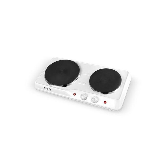 2 Burner Hot Plate Cooker With Adjustable Thermostat, White. Saachi