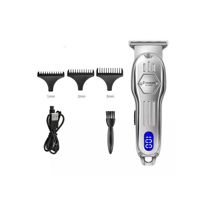 LCD Trimmer Electric Hair Clipper USB Rechargeable Carving Haircut Machine- Multi-colours Shinon