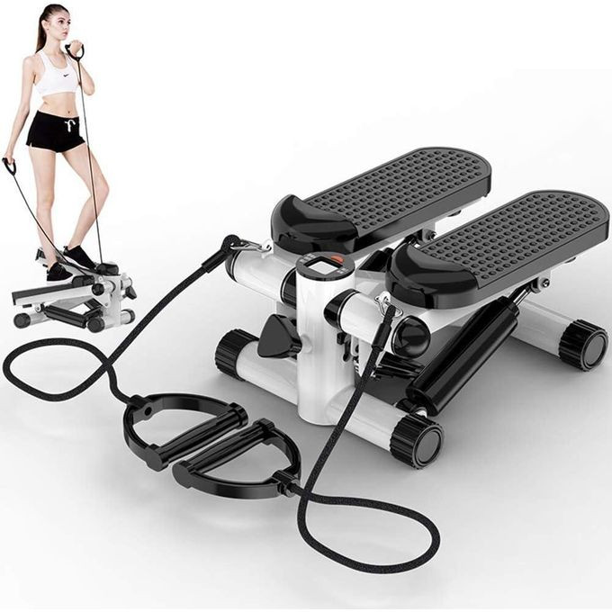 2In1 Stepper with Electric Ropes, Mini Exercise Bike Multifunction Pedal Indoor Fitness Machines Arm and Leg Trainer, minibike, Indoor Exercise Bike -Black,White