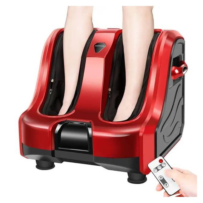 Smart Kneading Rolling Vibration Shiatsu Heat Foot Calf Leg Massager 110V US Plug Electric Stimulator Adjustable Tilt and Washable Sleeves Perfect for Relexable And Pain Relief -Multicolor