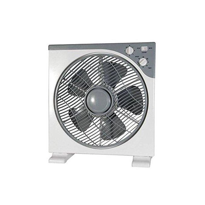 Electric Rotating Box Fan Slimline With Rotating Louvre To Creat Oscillating Effect 3 Blades Class A Energy Efficiency 3 Adjust Speed- Multicolor RAF