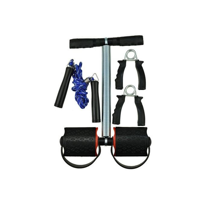 Exercise Skipping Rope, Tummy Trimmer & Hand Grip - Black