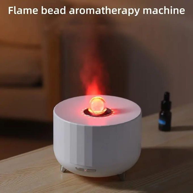Flame Bead Ultrasonic Air Humidifier Aromatherapy Machine, Home Room Fragrant Essential Oil Diffuser Jellyfish Spray Smoking Steam Engine- Multicolor