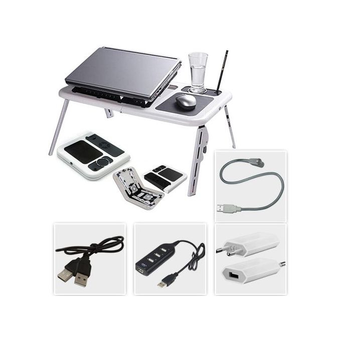 Foldable & Portable Bedroom Table Desk Laptop Table Stand Organizer- White