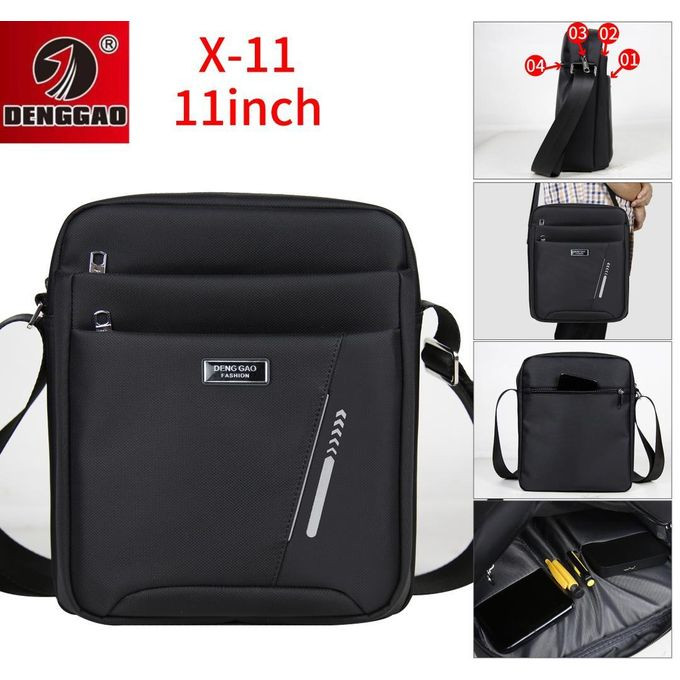 11 Inch Messenger Bag, Small Crossbody Bags for Men Women, Casual Sling Pack Shoulder Bag Side Bags Man Purse Water Resistant for Travel Work Business Office School- Black