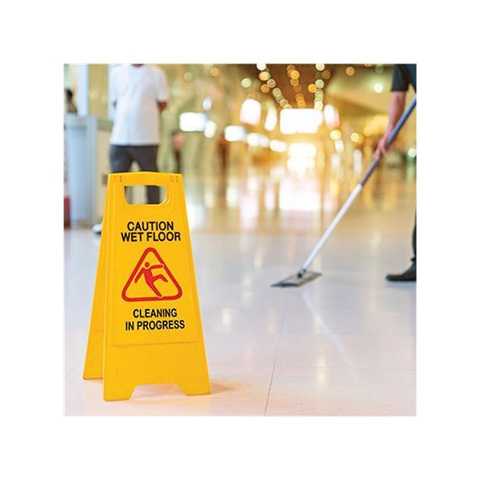 Non-Slip A-Frame Caution Sign Board Wet Floor And Work in Progress - Yellow