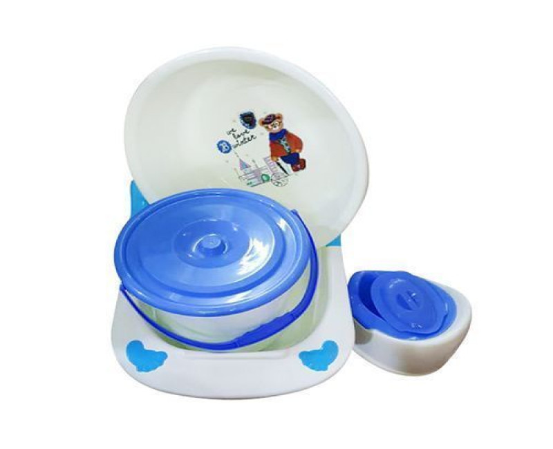 A Set Of Baby Basin, Potty And Small Basin - Cream,Blue