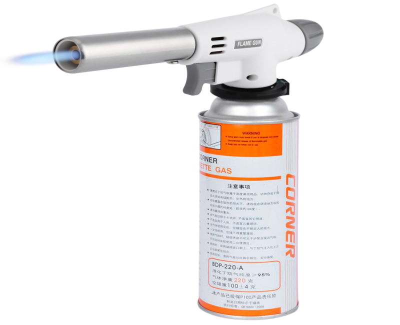 Gun Torch Flame Welding Ignition Lighter Butane Gas - Silver