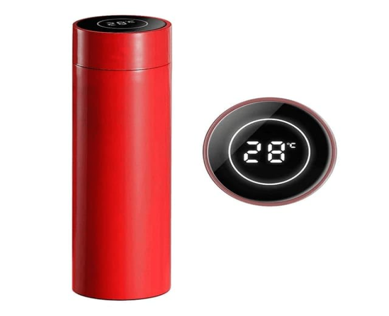 500ML Smart Led Temperature Display Insulated Stainless Steel Flask Bottle - Red