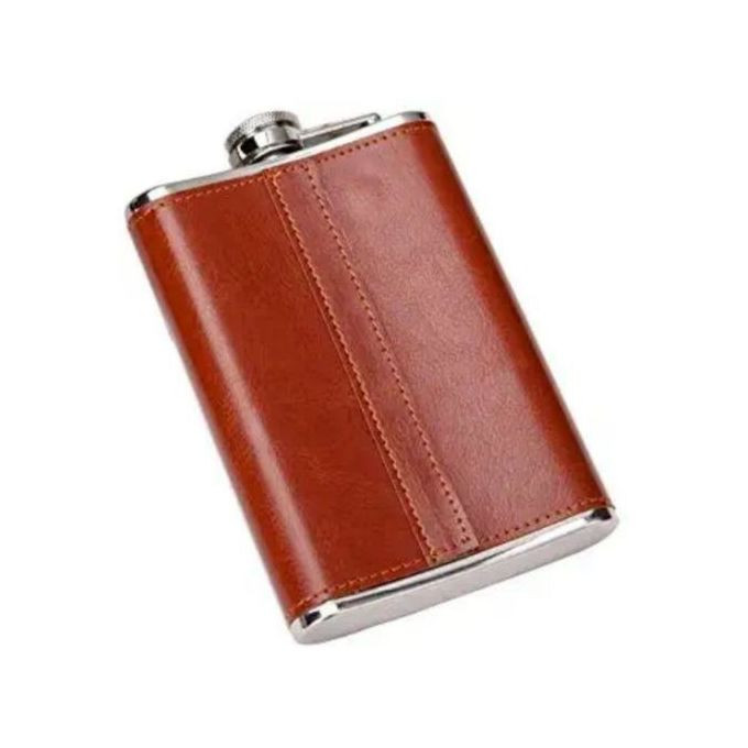 Other Stainless Steel With Leather Whiskey Flask - Brown,Green