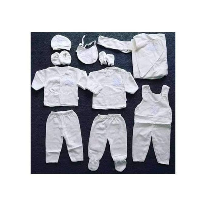 11 PCs In 1 Carton Baby Wear - White Multiple Designs