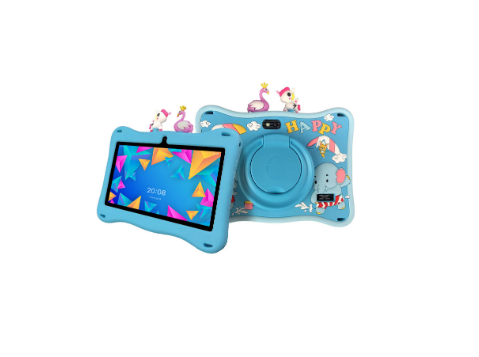 Oteeto Tablet Kids For Learning And Entertainment 7 Inch Display 1024*600 IPS Resolution LCD 4GB RAM 128 GB ROM Storage 3000mAh Battery 2.0MP Front And 5.0 Rear Cameras Kids System Android 13 And 5G Wifi Network - Multicolor Educational Tablets