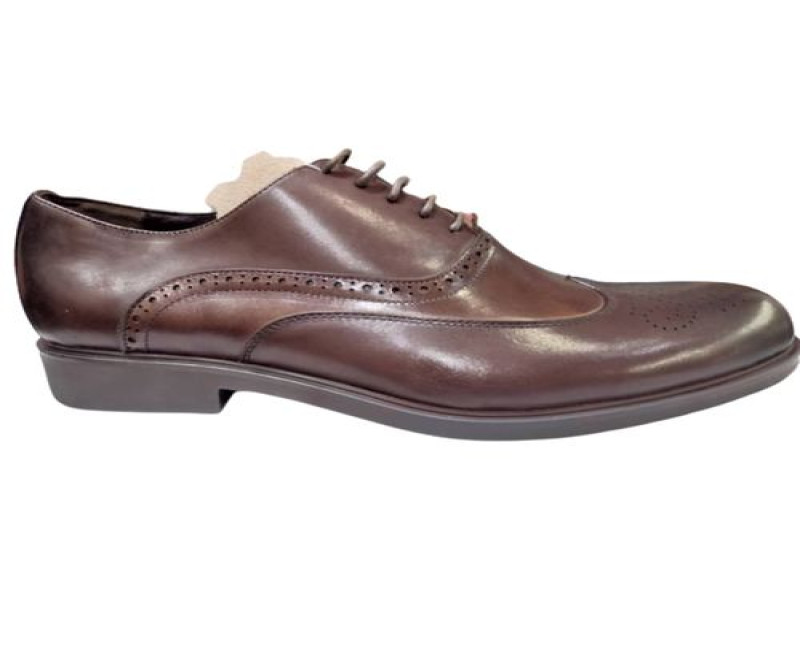 Faux Leather Lace-up Oxford Shoes - Brown
