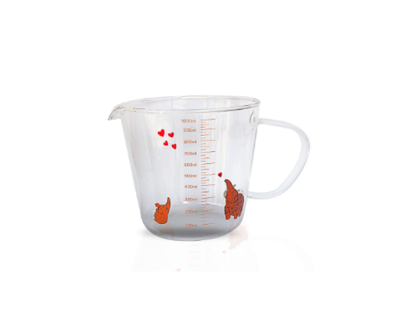 1000ml Heatproof Glass Beaker Measuring Cup With Handle- Clear