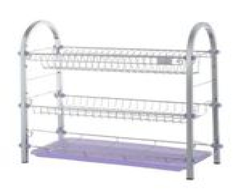 3 Tier Chrome Plated Dish Drying Rack Dish Drainer Kitchen Stainless Steel Storage Stand Organizer- Silver.