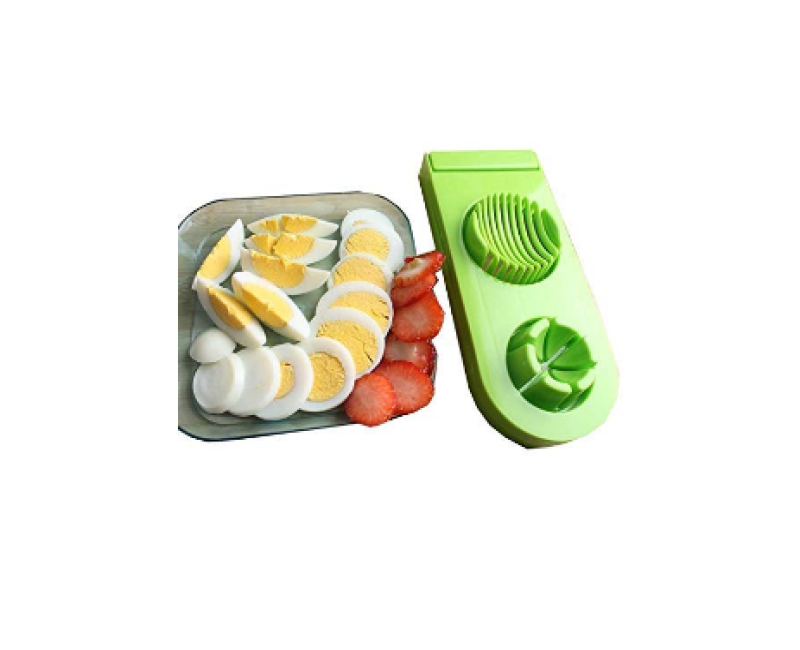 Plastic 2 in 1 Egg Cutter Stainless Steel Cutting Wire Blades Boiled Egg Slicer Chopper Peeler Kitchen Cooking Tool (Multicolor)