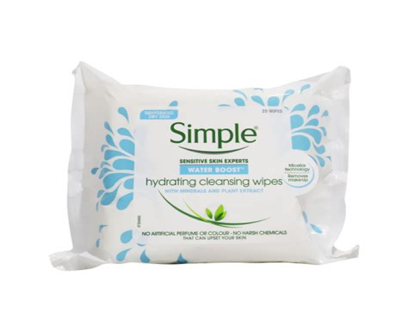 Simple Water Boost Hydrating Cleansing Wipes 25PCS