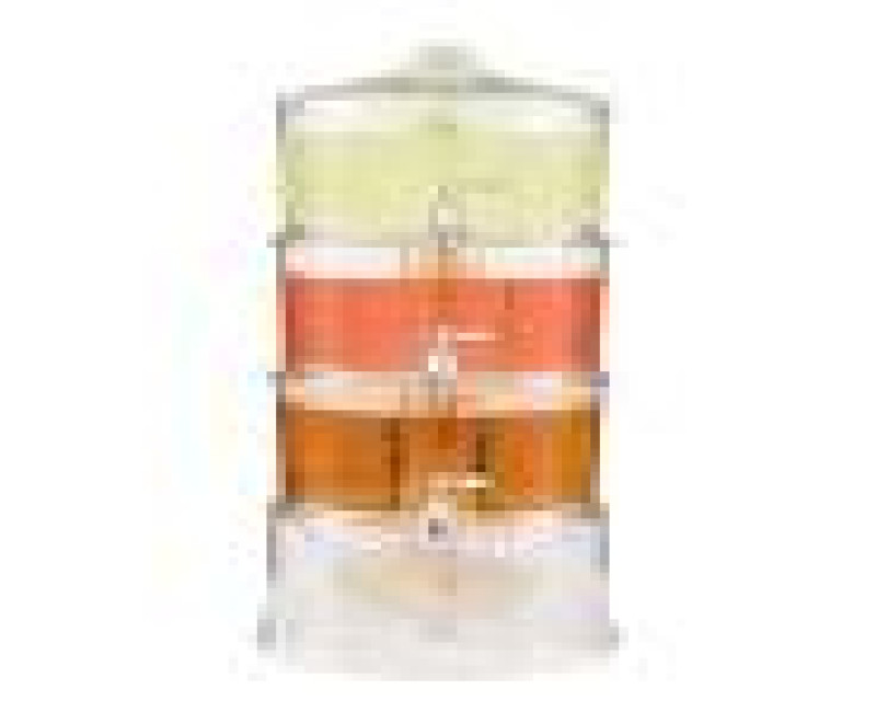 12L Triple Ice Cold Clear Hammered Glass Jug Beverage Dispensers Display With Easy Fill Spigot-For Outdoors, Parties, Bars- Clear.