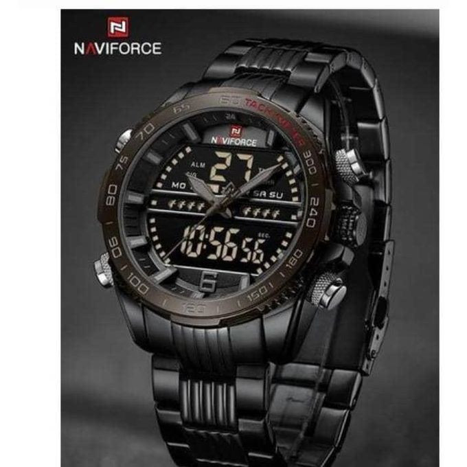 Luxury Waterproof Digital And Analog Watch - Black