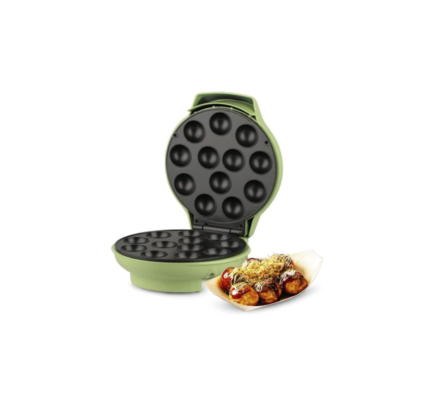 Electric Takoyaki Maker, 12 Holes Takoyaki Pan, Mini Home Takoyaki Grill with Cover, Breakfast Machine for Kitchen, for Making Pancake Balls, Puffs, Takoyaki- Multicolor RAF