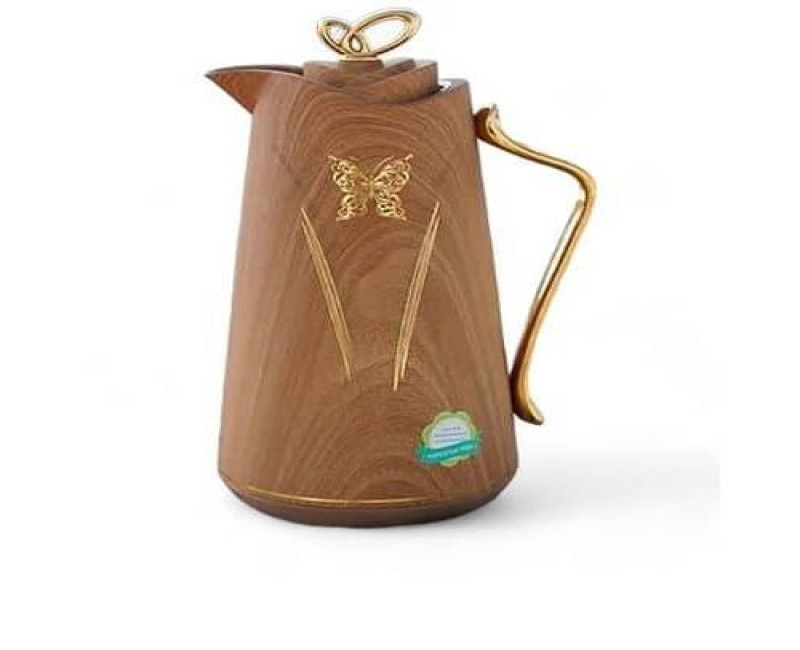1 Litre Lavin Luxurious Life Golden Butterfly Thermal Carafe Thermal Flask Thermos Pot For Hotel Restaurant Home Tea And Coffee Gift Set-Multicolor