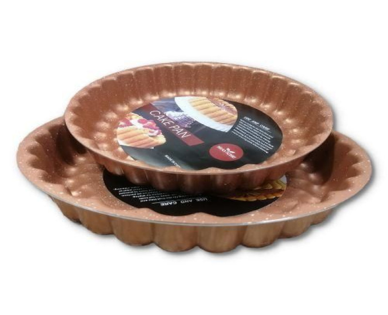 2Pc Decorative Nonstick Angel Baking Food Pie Cake Pan 28 & 30Cm, Copper.