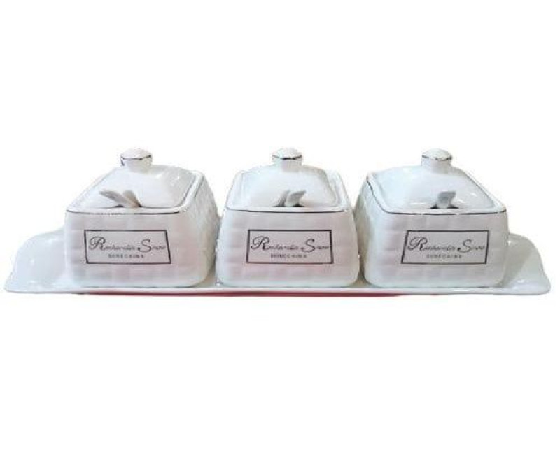 Condiment Pots Spice Seasoning Container Seasoning Box Bottle Salt Sauce Jars Ceramic Household Seasoning Jar Oil Salt Sugar Bowl Cooking Box- White