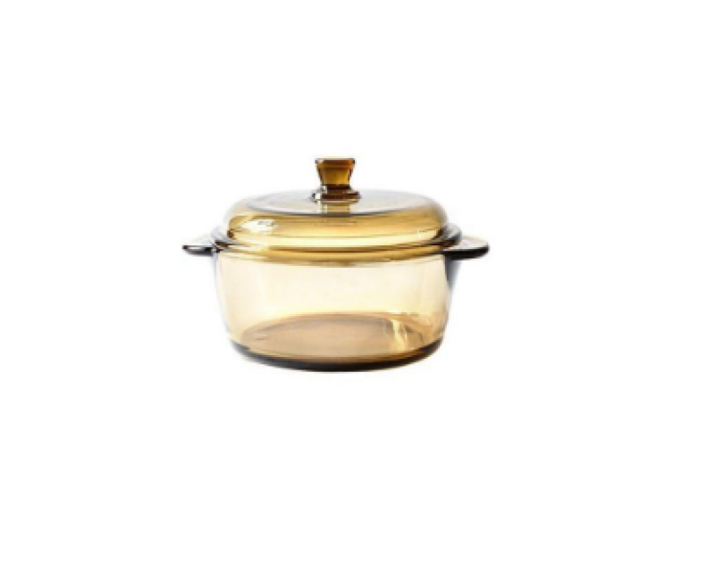 2Pc Soup Mixing Baking Serving Glass Casserole Dish For Mircowave, 1L, Brown.