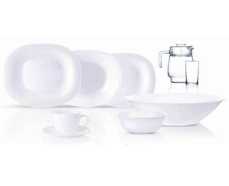 Neo Carine White Plates Bowls Cups Plates Dinner Set 46pc-White Luminarc