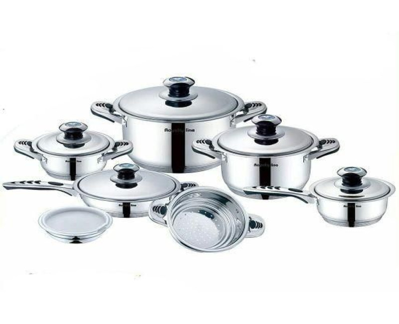 16 Piece Stainless Steel Saucepans Cookware Pots, Silver. Royality Line